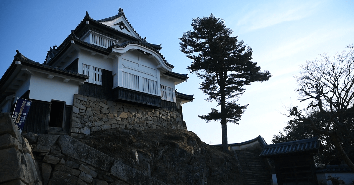 朝方に撮影した備中松山城の写真